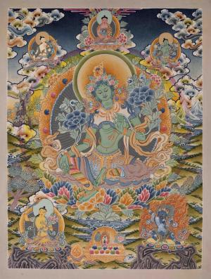 Green Tara | Tibetan Thangka Painting | Handmade Tara Painting